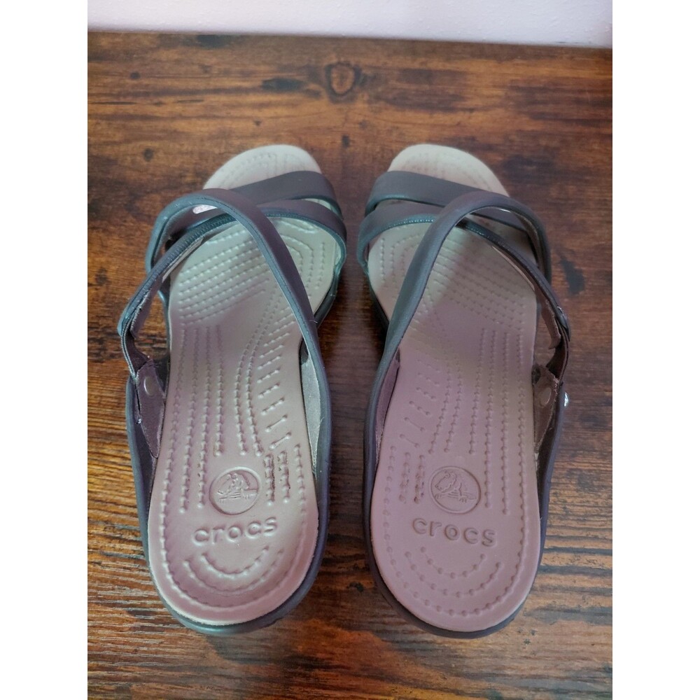 Crocs CYPRUS IV High Heels Women's 8 Brown Slip On Strap Comfort Sandals - Picture 6 of 10